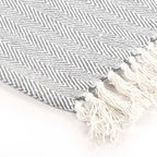 plaid canapé coton à chevrons gris