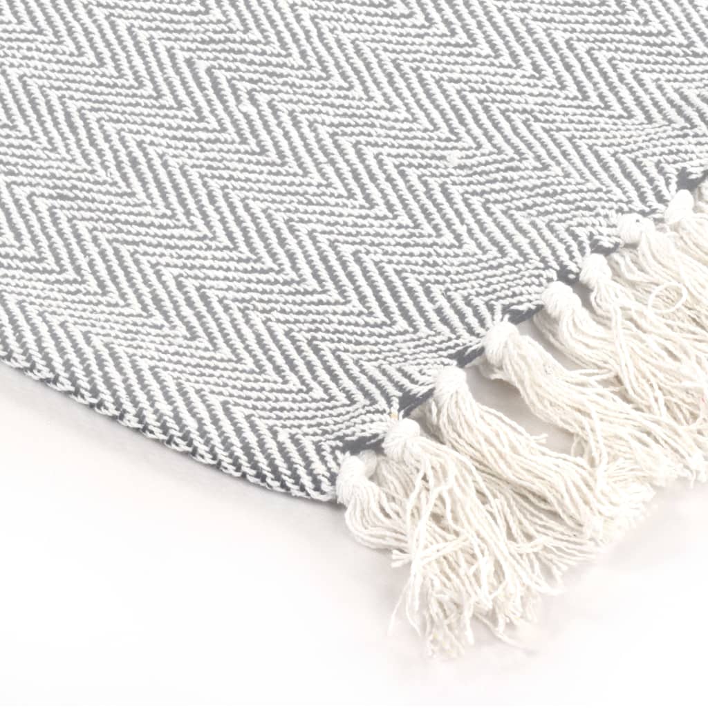 plaid canapé coton à chevrons gris