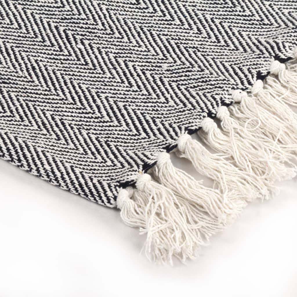plaid canapé coton à chevrons bleu marine