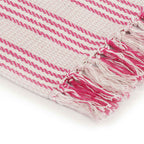 plaid canapé coton à chevrons rose & blanc
