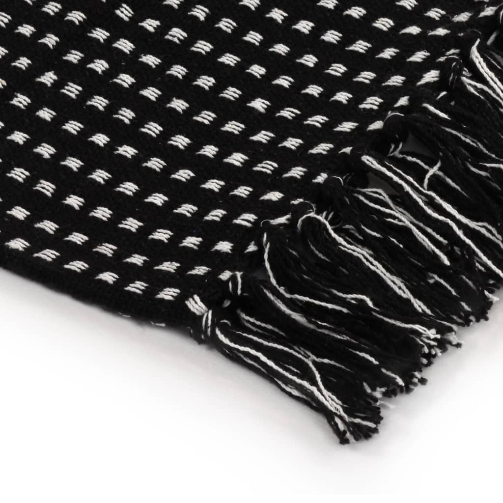 plaid canapé coton à chevrons noir