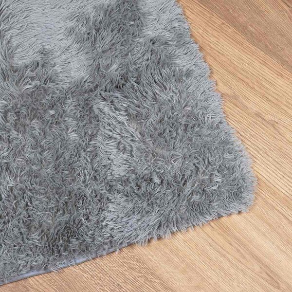 Tapis salon gris clair Shaggy à poils longs NAVARRA