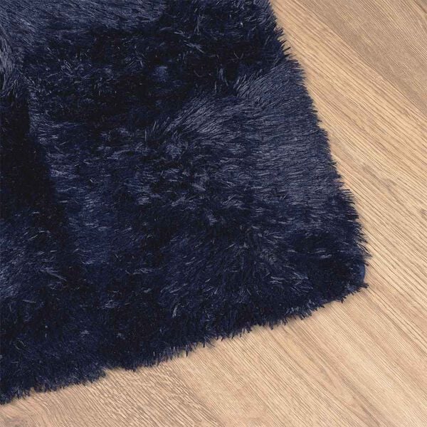 Tapis salon bleu marine Shaggy à poils longs NAVARRA