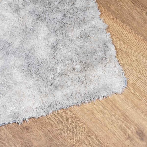 Tapis salon gris argenté Shaggy à poils longs NAVARRA