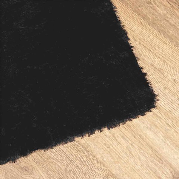Tapis salon noir Shaggy à poils longs NAVARRA