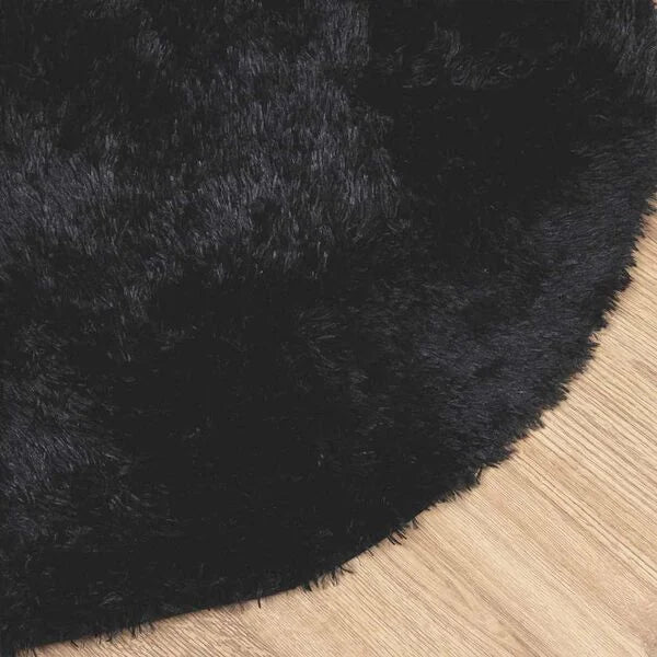 Tapis salon noir Shaggy à poils longs NAVARRA