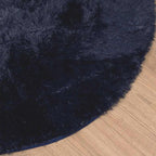 Tapis salon bleu marine Shaggy à poils longs NAVARRA