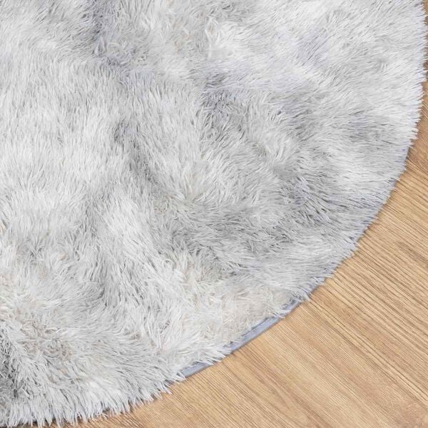 Tapis salon gris argenté Shaggy à poils longs NAVARRA
