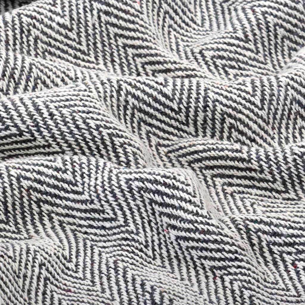plaid canapé coton à chevrons bleu marine