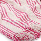plaid canapé coton à chevrons rose & blanc