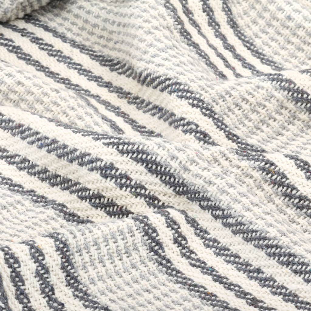 plaid canapé coton à chevrons gris & blanc