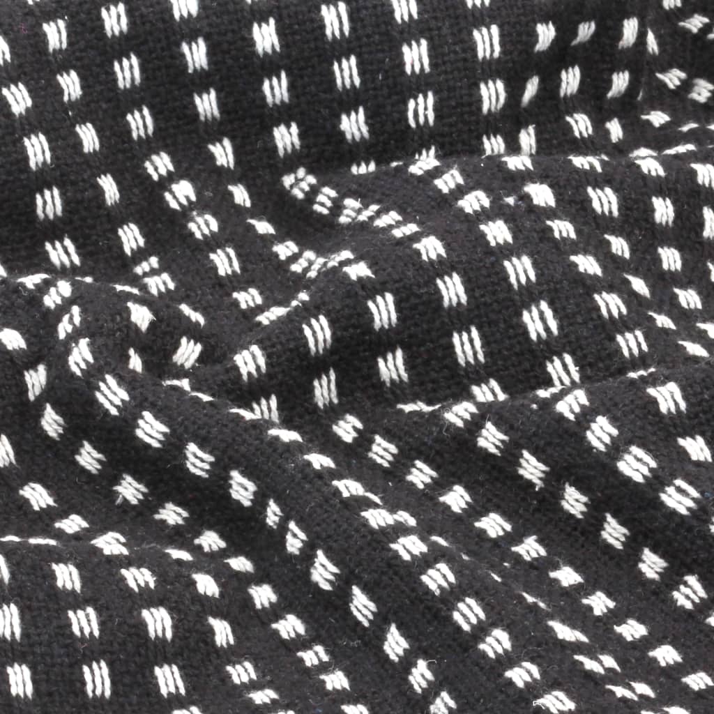 plaid canapé coton à chevrons noir