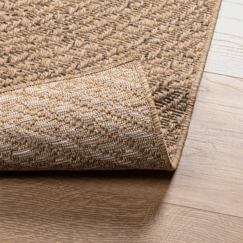 tapis tissé marron  design cercle ZIZUR pour salon
