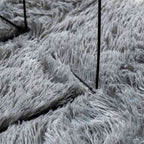 Tapis salon gris clair Shaggy à poils longs NAVARRA