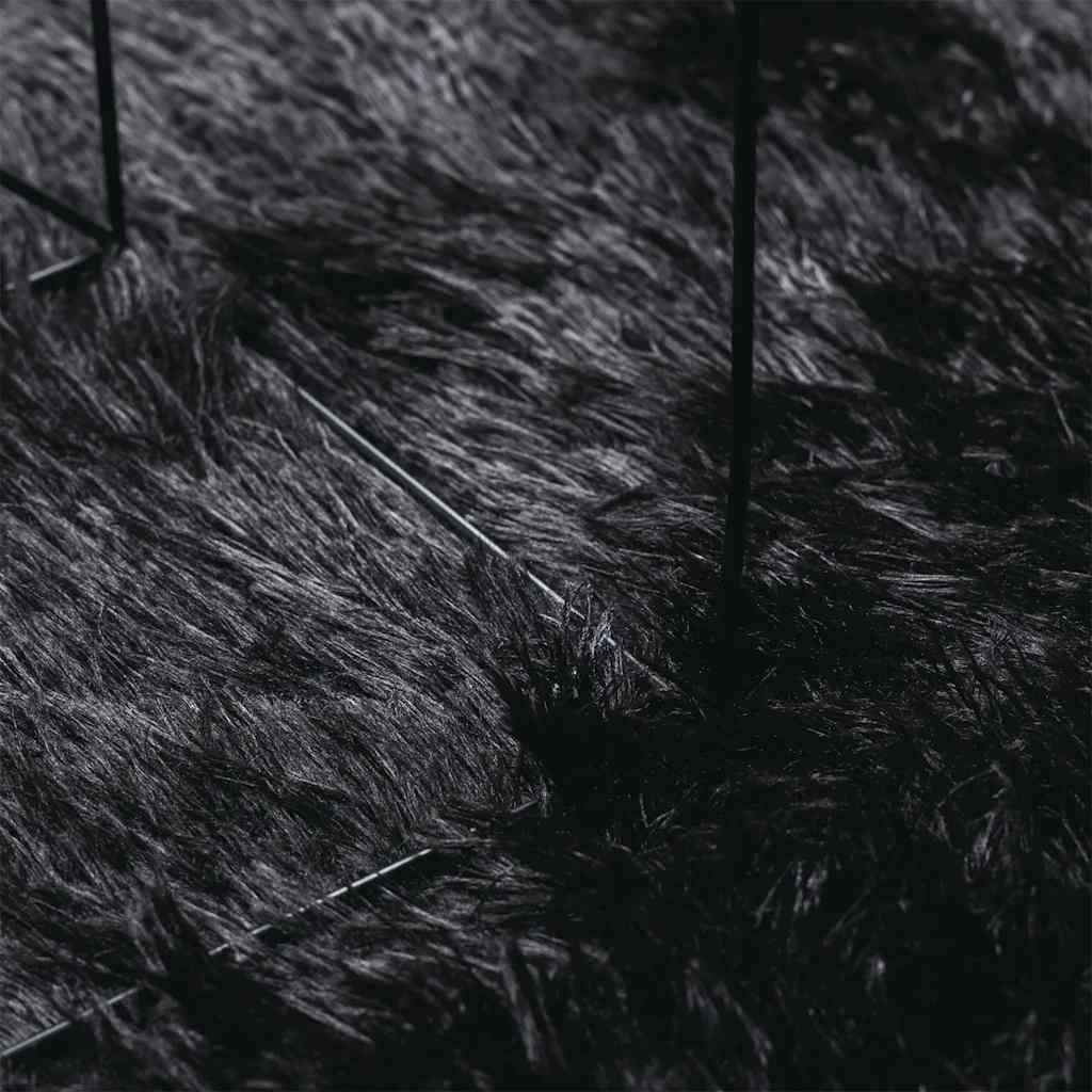 Tapis salon noir Shaggy à poils longs NAVARRA